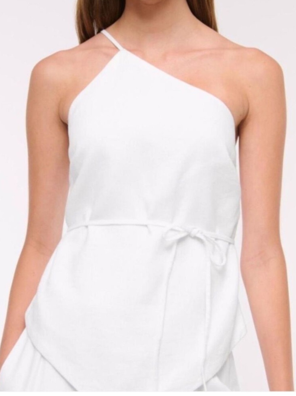 Abercrombie & Fitch White One-Shoulder Tie-Waist top